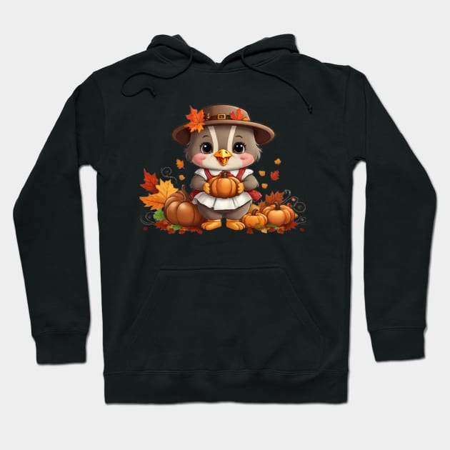 Thanksgiving Cute Turkey Hoodie by Signum